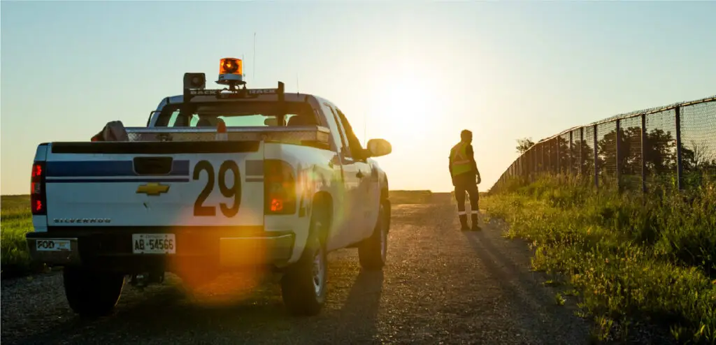 Airport worker with truck