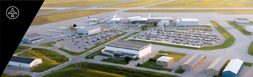 Region of Waterloo International Airport link with aerial picture of airport