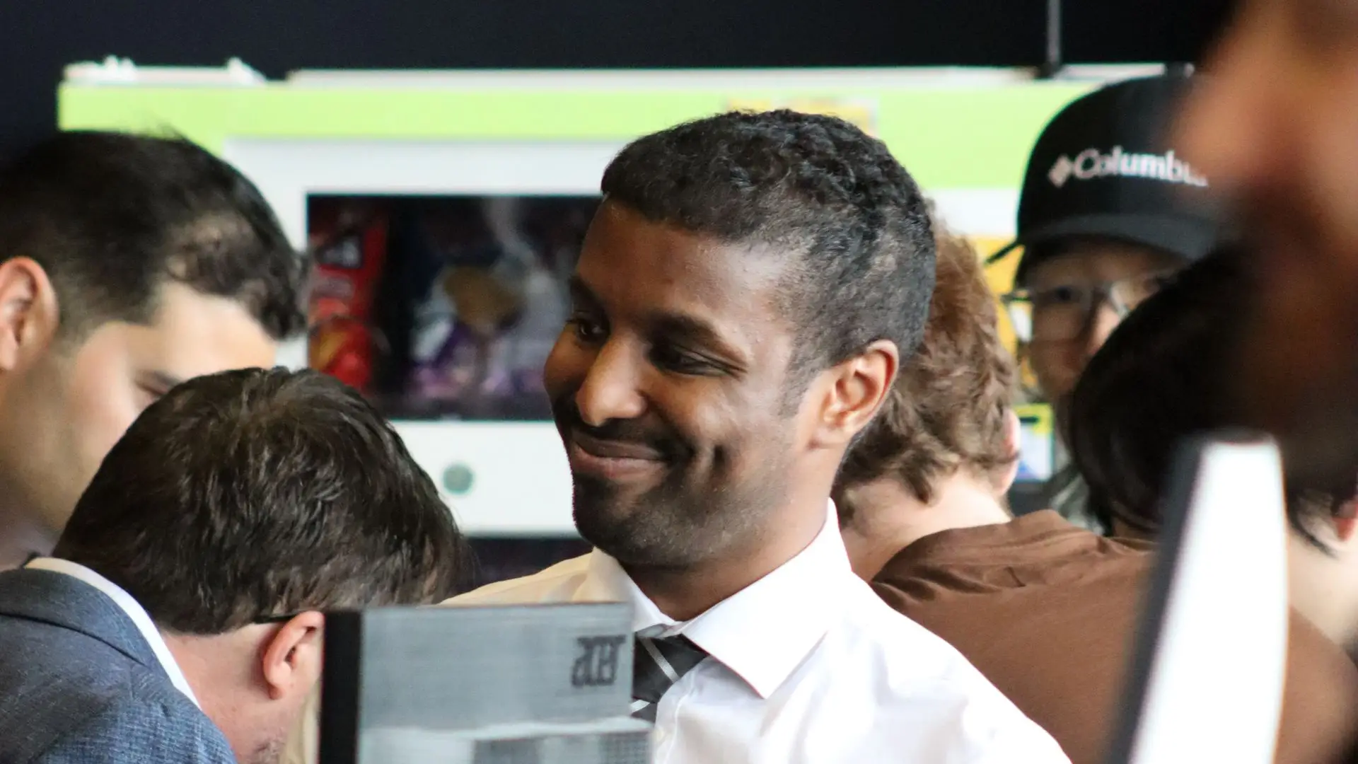 Man smiling at Aerospace Showcase event